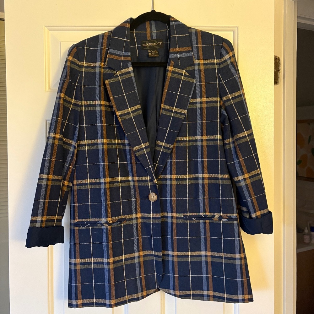 Requirements Vintage Plaid Blazer